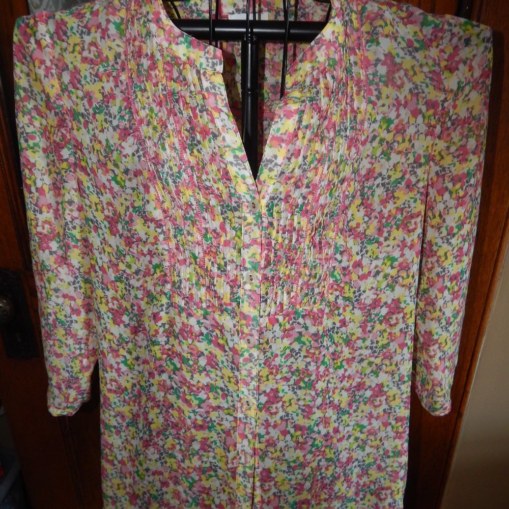 Charter Club Ladies Blouse ~~ Semi Sheer~~ Button Front ~ 3/4 Sleeve ~ Size L